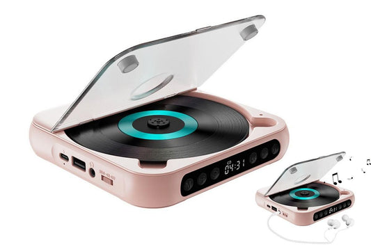 Portable CD Player Bluetooth 5.3 with HiFi Speakers Rechargeable Walkman Supports CD USB MP3 for Home - Pink
