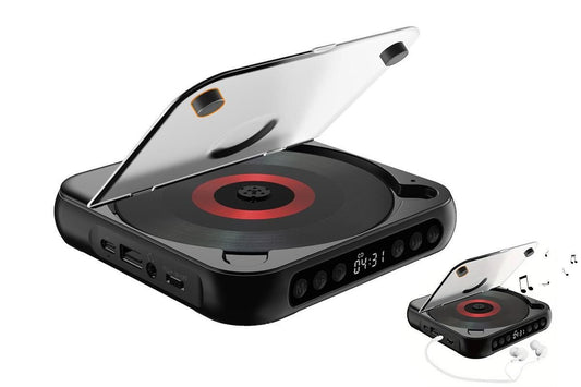 Portable CD Player Bluetooth 5.3 with HiFi Speakers Rechargeable Walkman Supports CD USB MP3 for Home - Black