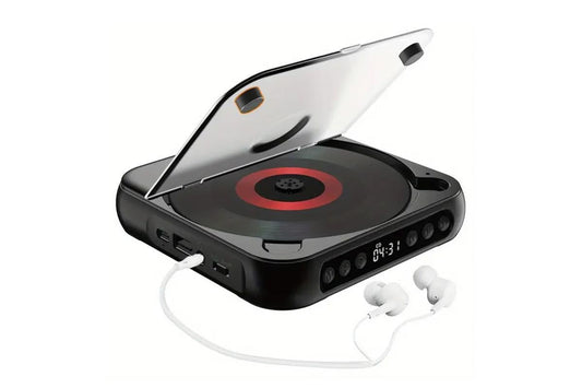 Portable CD Player Bluetooth 5.3 with HiFi Speakers Rechargeable Walkman Supports CD USB MP3 for Home - Black