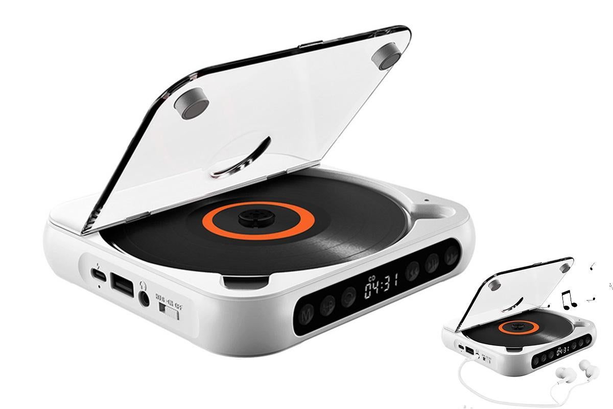 Portable CD Player Bluetooth 5.3 with HiFi Speakers Rechargeable Walkman Supports CD USB MP3 for Home - White