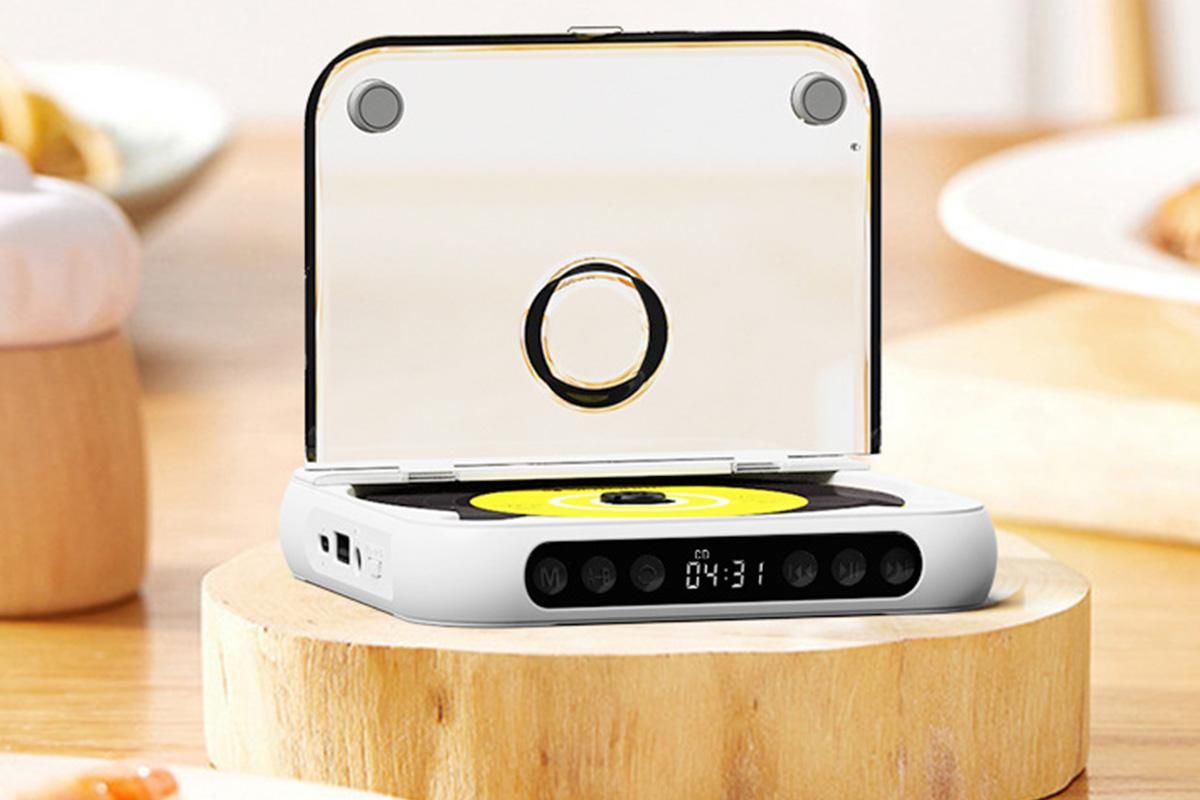 Portable CD Player Bluetooth 5.3 with HiFi Speakers Rechargeable Walkman Supports CD USB MP3 for Home - White