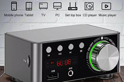 HIFI BT5.0 Digital Amplifier Stereo Audio Amp 2x80W Sound Power Audio Receiver Stereo AMP USB AUX for Phone Tablet Laptop
