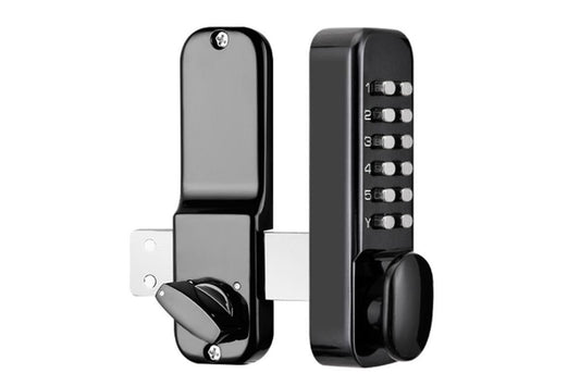 Gate Door Locks Set with Keypad Mechanical Keyless Entry Door Lock for Garden Garage Yard -Black