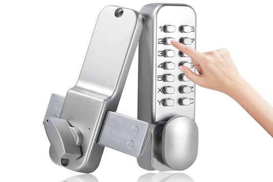 Gate Door Locks Set with Keypad Mechanical Keyless Entry Door Lock for Garden Garage Yard -Silver