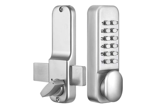 Gate Door Locks Set with Keypad Mechanical Keyless Entry Door Lock for Garden Garage Yard -Silver