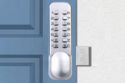 Gate Door Locks Set with Keypad Mechanical Keyless Entry Door Lock for Garden Garage Yard -Silver