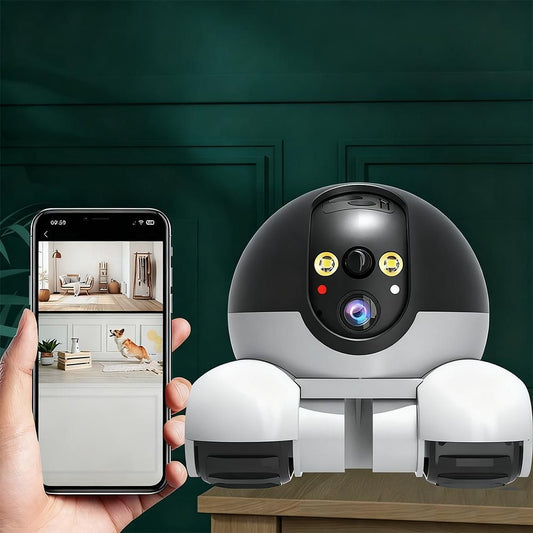 Tank Shape Smart Security Camera with Dual Screen Monitoring