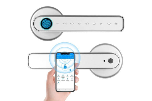 Fingerprint Lock Smart Fingerprint Door Lock Digital Password Door Lock Smart Door Knob Door Knob with Lock and Anti-Peeping Passwor Easy Installation for Bedroom Home Hotel -Silver