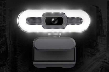 4K Webcam for PC with Light Computer Camera with Built-in Microphone Plug & Play USB Webcam