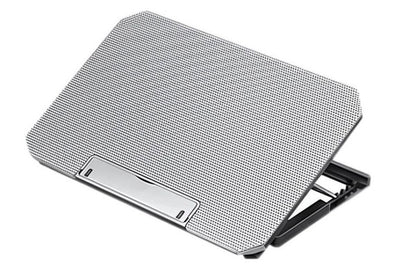 Laptop Cooling Pad Adjustable Height Cooling Stand with Adjustable Height 2 USB Ports Dual Turbine Fans - Silver