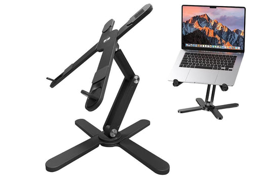 360 Degree Rotating Aluminum Laptop Stand Adjustable Desktop Holder for Notebook - Black