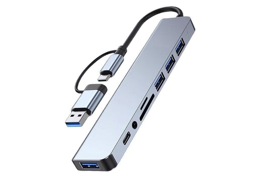Multifunction Splitter Docking Hub 8 In 1 USB-C And USB-3.0 HUB Multiport Adapter for Laptop Tablet Devices