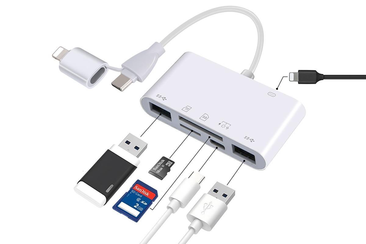 5 in 1 USB-C SD Card Reader USB-C to Memory Card OTG Adapter For iPhone iPad