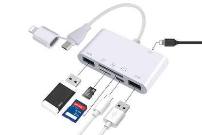5 in 1 USB-C SD Card Reader USB-C to Memory Card OTG Adapter For iPhone iPad
