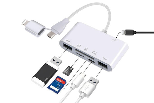 5 in 1 USB-C SD Card Reader USB-C to Memory Card OTG Adapter For iPhone iPad
