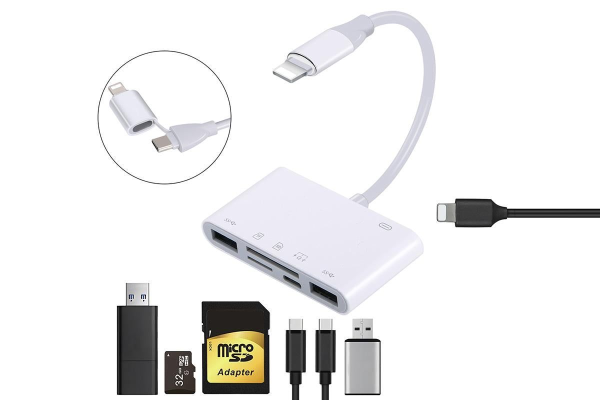 5 in 1 USB-C SD Card Reader USB-C to Memory Card OTG Adapter For iPhone iPad