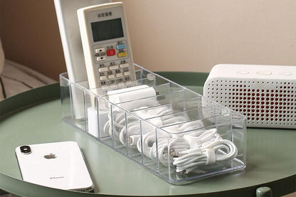 Cable Organizer Storage Box Desktop Power Cord Organizer with 7 Compartments for Office