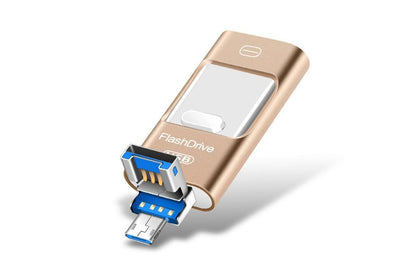 128GB Flash Drive 3 in 1 USB 3.0 Type C External Storage Device for iPhone iPad Android Phone and Computer - Silver