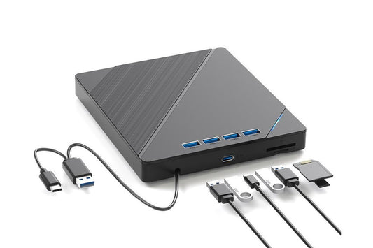 7 in 1 External CD DVD Drive USB 3.0 Burner Writer with Card Reader for Laptop