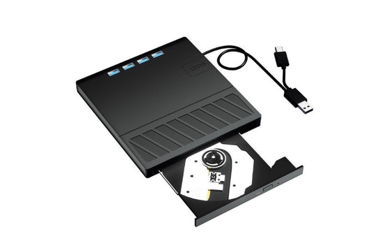 USB 3.0 & Type-C External DVD Drive with 7-in-1 Function - CD/DVD Burner & Card Reader for Laptop