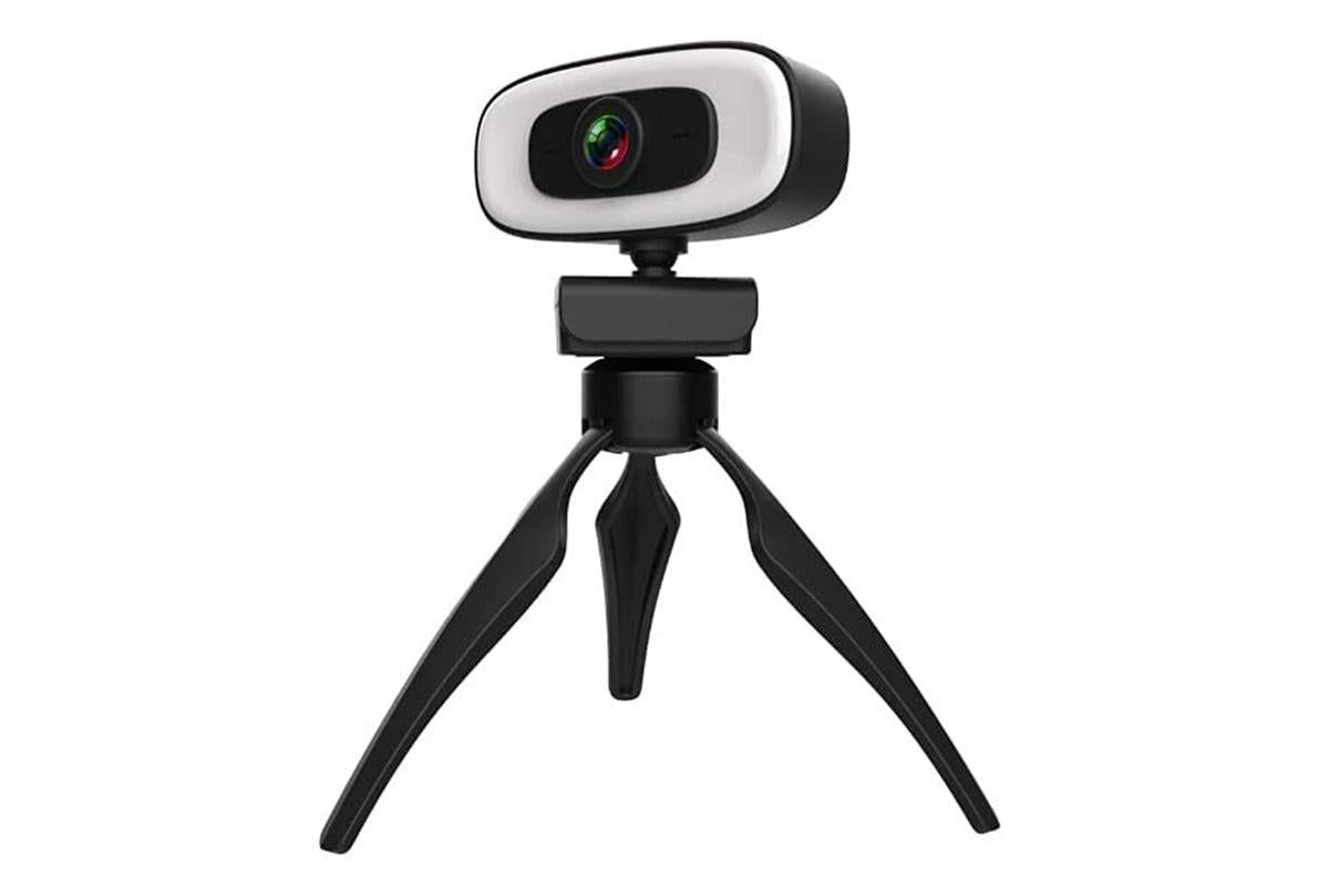 4K Webcam with Ring Light Built in Microphone and Tripod for Video Conferencing