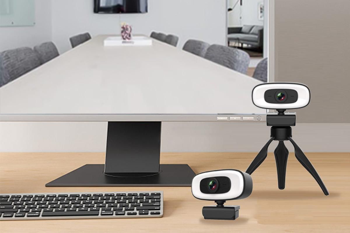 4K Webcam with Ring Light Built in Microphone and Tripod for Video Conferencing