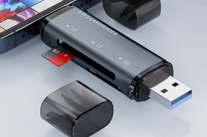 USB C SD Card Reader 5- in-1 Memory Card Reader for CF SD TF