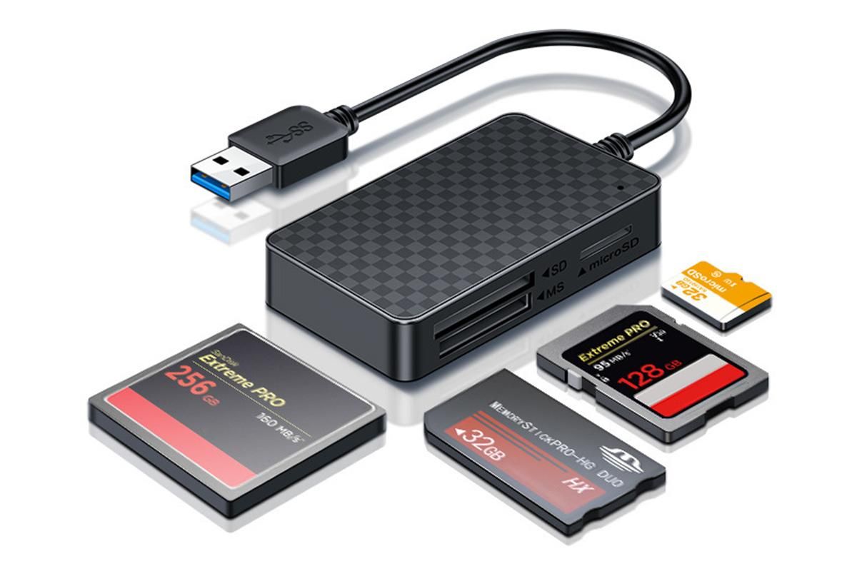 4 In 1 Multi Memory Card Reader USB 2.0 To CF SD TF MS Card Reader Adapter
