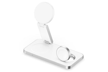 3 in 1 Charging Station for iPhone Wireless Charger Wireless Charger Dock for Apple Watch iPhone AirPods -White