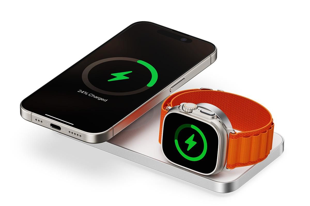 3 in 1 Charging Station for iPhone Wireless Charger Wireless Charger Dock for Apple Watch iPhone AirPods -White