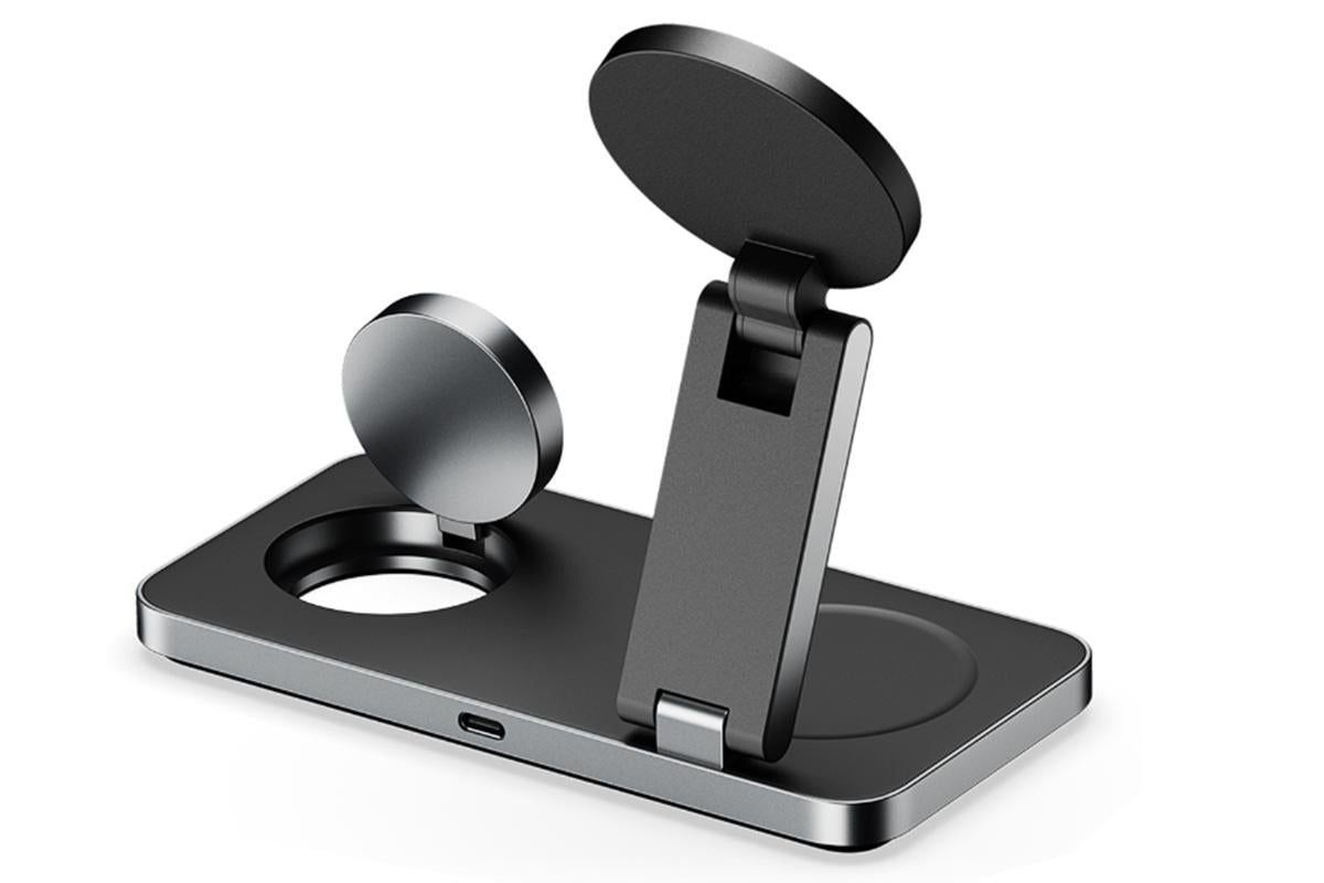 3 in 1 Charging Station for iPhone Wireless Charger Wireless Charger Dock for Apple Watch iPhone AirPods -Black