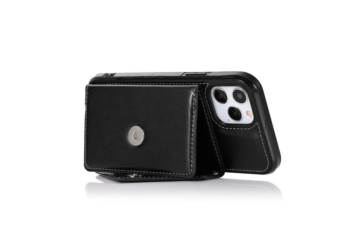 PU Leather Crossbody Phone Case Cover Wallet Card Holder for iPhone 13 Series -Black /iPhone13 mini 5.4