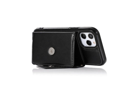 PU Leather Crossbody Phone Case Cover Wallet Card Holder for iPhone 13 Series -Black /iPhone13 mini 5.4
