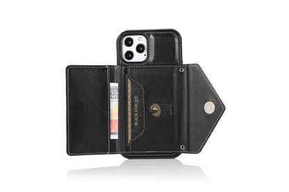 PU Leather Crossbody Phone Case Cover Wallet Card Holder for iPhone 13 Series -Black /iPhone13 mini 5.4