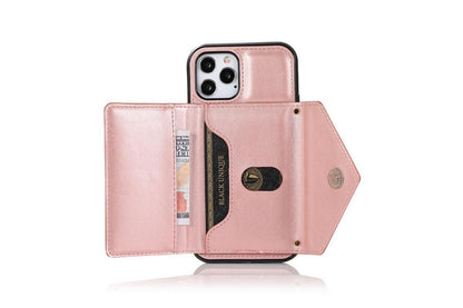 PU Leather Crossbody Phone Case Cover Wallet Card Holder for iPhone 13 Series -Rose Gold /iPhone13 mini 5.4