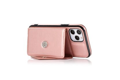 PU Leather Crossbody Phone Case Cover Wallet Card Holder for iPhone 13 Series -Rose Gold /iPhone13 mini 5.4