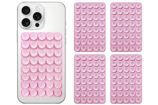 5 Pack Double Sided Silicone Phone Suction Pad 80 Stickers Grip for Car Desk Holder - Pink