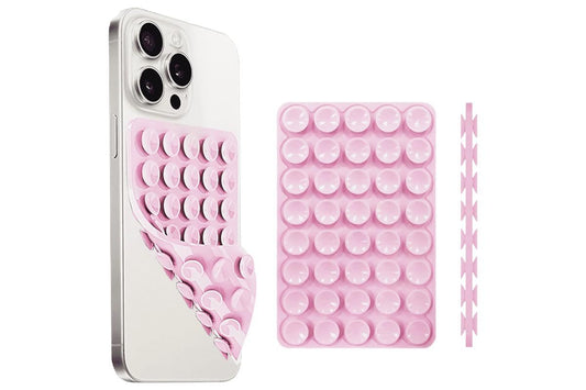 5 Pack Double Sided Silicone Phone Suction Pad 80 Stickers Grip for Car Desk Holder - Pink