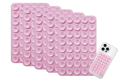 5 Pack Double Sided Silicone Phone Suction Pad 80 Stickers Grip for Car Desk Holder - Pink