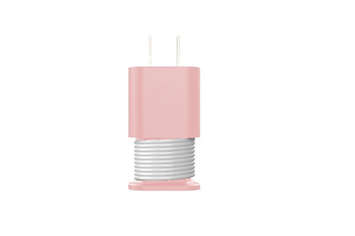 Silicone Charger Protector with Cord Wrap for Apple Phone 18W/20W Charger -Black & Pink