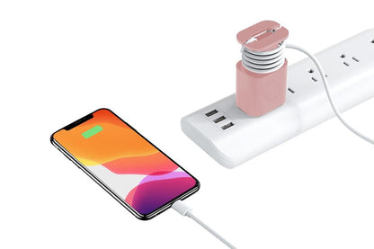 Silicone Charger Protector with Cord Wrap for Apple Phone 18W/20W Charger -Black & Pink