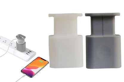 Silicone Charger Protector with Cord Wrap for Apple Phone 18W/20W Charger -Gray & White