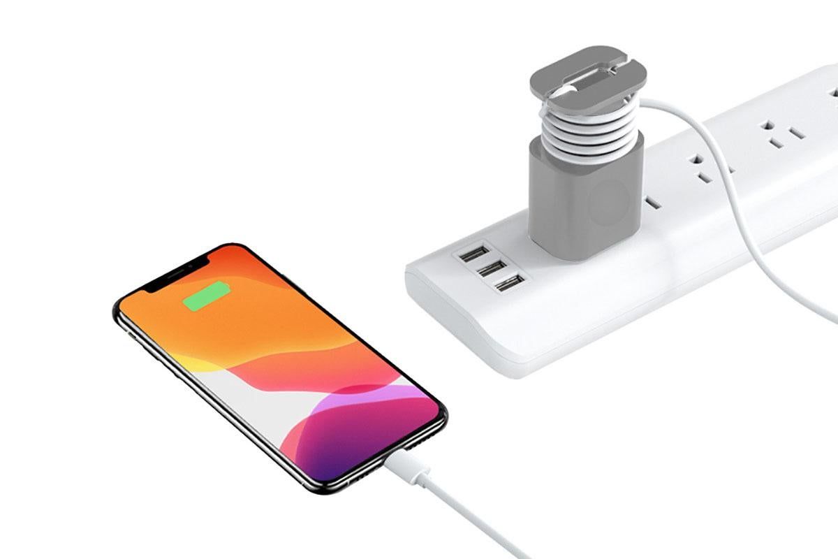 Silicone Charger Protector with Cord Wrap for Apple Phone 18W/20W Charger -Gray & White
