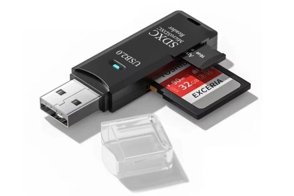 2 In 1 USB 3.0 Card Memory Reader High Speed SD SDHC SDXC Micro Writer Adapter - Black
