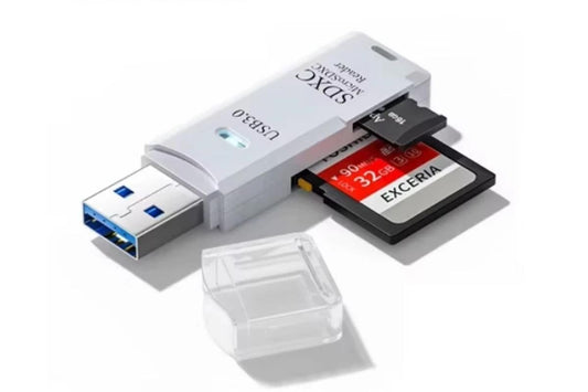 2 In 1 USB 3.0 Card Memory Reader High Speed SD SDHC SDXC Micro Writer Adapter - White