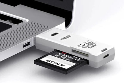 2 In 1 USB 3.0 Card Memory Reader High Speed SD SDHC SDXC Micro Writer Adapter - White