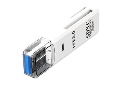 2 In 1 USB 3.0 Card Memory Reader High Speed SD SDHC SDXC Micro Writer Adapter - White