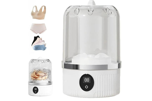 Portable Mini Washing Machine Rechargeable Small Clothes Washer for Travel Use - White