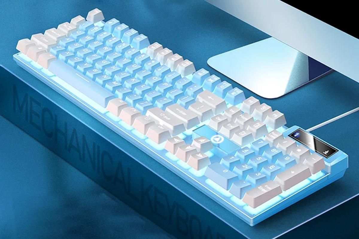 104 Keys Mechanical Gaming Keyboard Wired Backlit Keyboard Hot-Swap Mechanical Keyboard Wired Gaming Keyboard with Number Pad -Blue