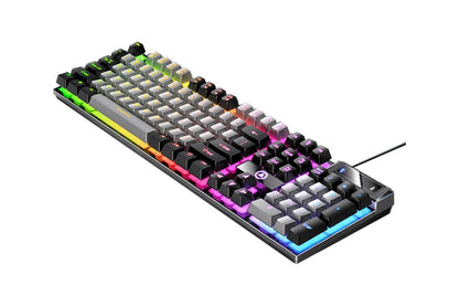 104 Keys Mechanical Gaming Keyboard Wired Backlit Keyboard Hot-Swap Mechanical Keyboard Wired Gaming Keyboard with Number Pad -Grey